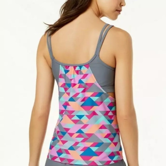 Gossip Go Triangle Printed Layered Tankini Top - Picture 2 of 4